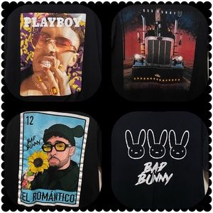 Bundle of 4 Bad Bunny Tshirts. Size Small (unisex tshirt)